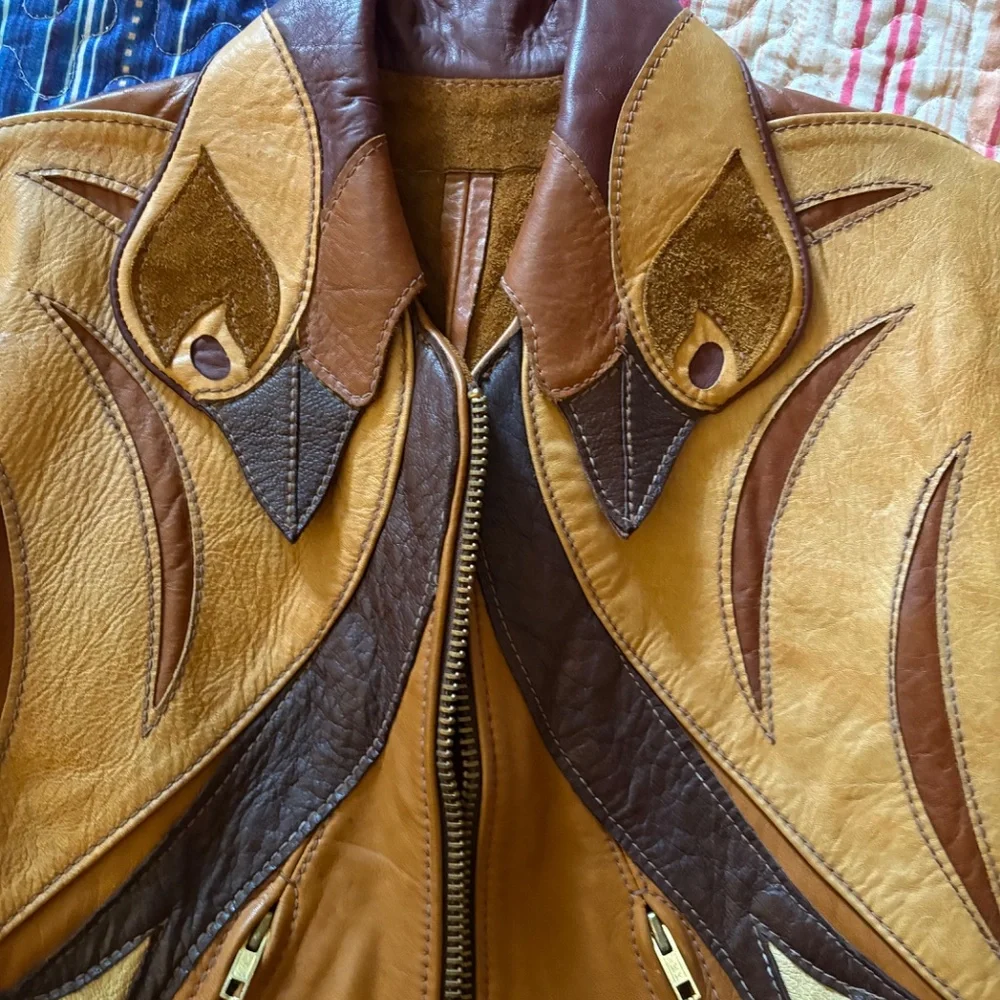 1970s Vintage Original East West Musical Instruments Leather Jacket - Picture 9 of 16